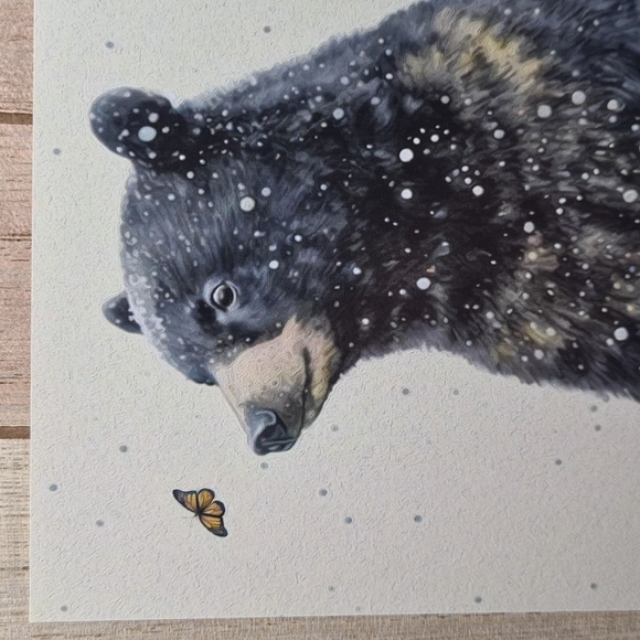 4x6 Black Bear with Butterfly‎ Watercolor Oil Painting Print - Picture 2 of 5